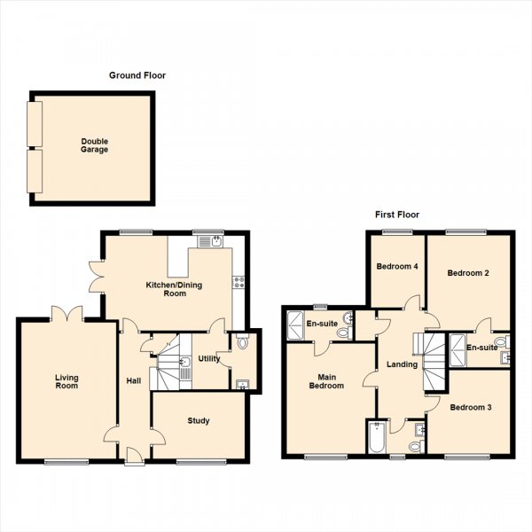 Floor Plan Image for 4 Bedroom Detached House for Sale in Greysfield, Backworth, Newcastle Upon Tyne