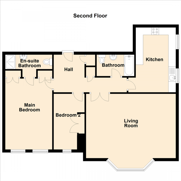 Floor Plan Image for 2 Bedroom Apartment for Sale in Marlborough House, Holywell Avenue, Whitley Bay