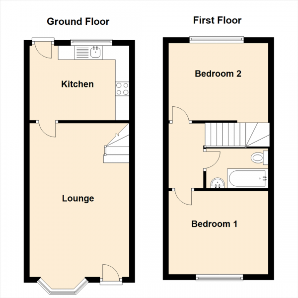 Floor Plan Image for 2 Bedroom End of Terrace House for Sale in Northumbrian Way, Royal Quays, North Shields