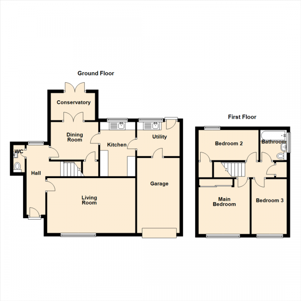 Floor Plan Image for 3 Bedroom Link Detached House for Sale in Lanark Close, North Shields