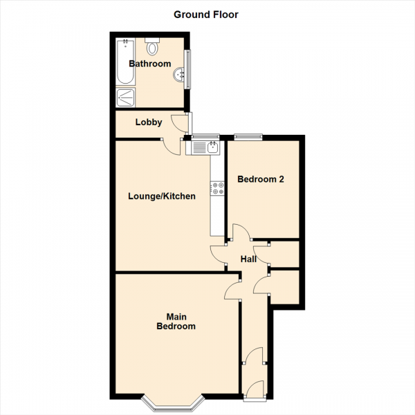 Floor Plan Image for 2 Bedroom Ground Flat for Sale in Waterville Road, North Shields