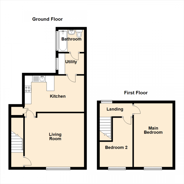 Floor Plan Image for 2 Bedroom End of Terrace House for Sale in Cramlington Terrace, West Allotment, Newcastle Upon Tyne