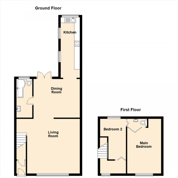 Floor Plan Image for 2 Bedroom Property for Sale in Melrose Avenue, Backworth, Newcastle Upon Tyne