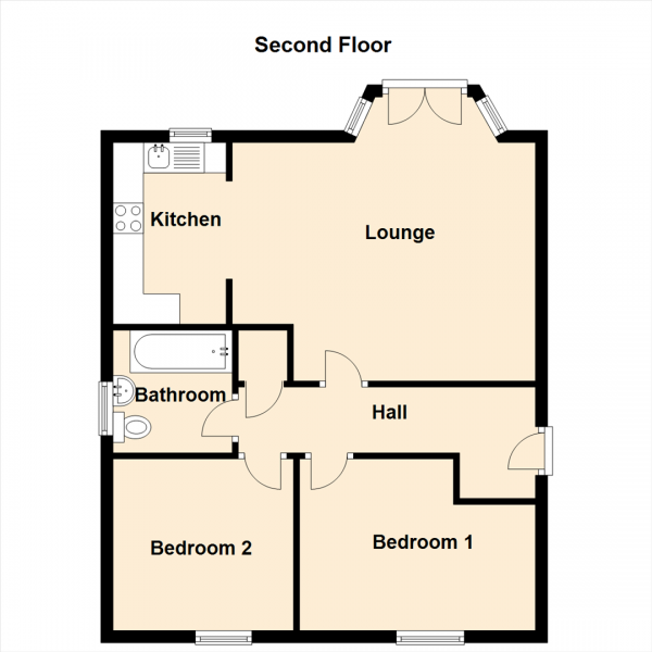 Floor Plan Image for 2 Bedroom Property for Sale in Oxford Street, Tynemouth, North Shields