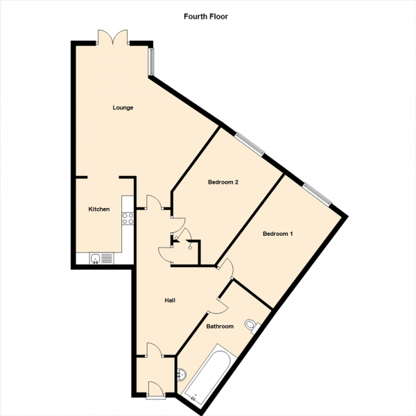 Floor Plan for 2 Bedroom Apartment for Sale in Commissioners Wharf, North Shields, NE29, 6DP -  &pound149,950