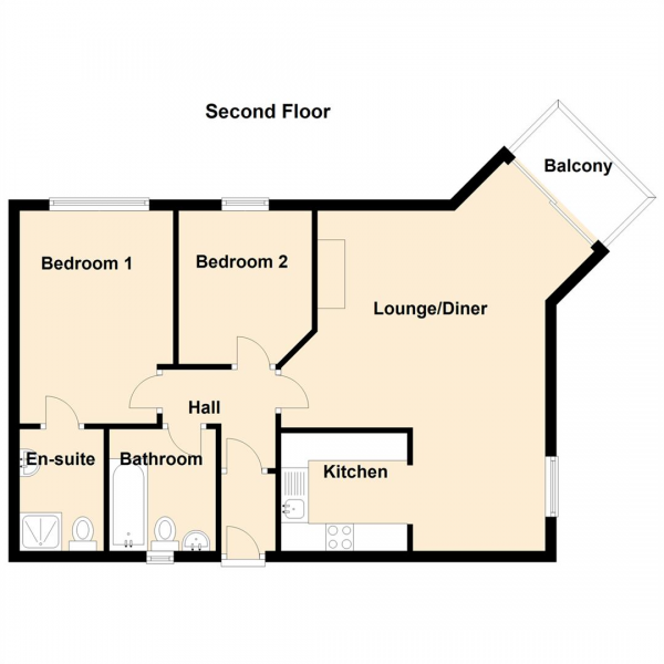 Floor Plan for 2 Bedroom Apartment for Sale in Chirton Dene Quays, North Shields, NE29, 6YW -  &pound145,000