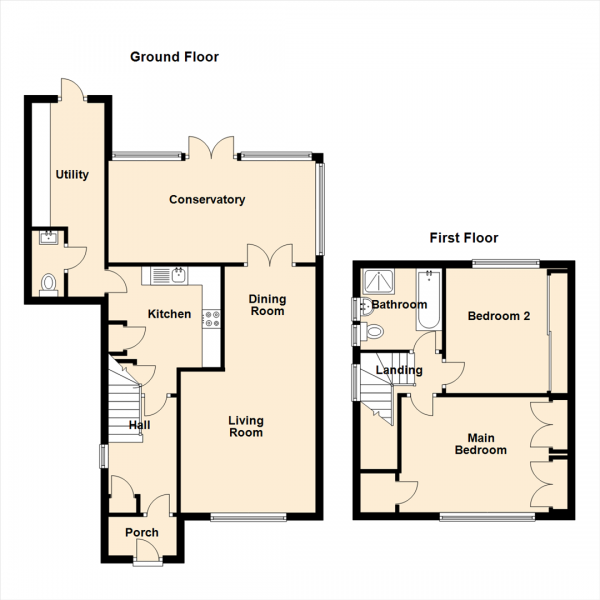 Floor Plan Image for 2 Bedroom Semi-Detached House for Sale in Rothley Gardens, Marden, North Shields