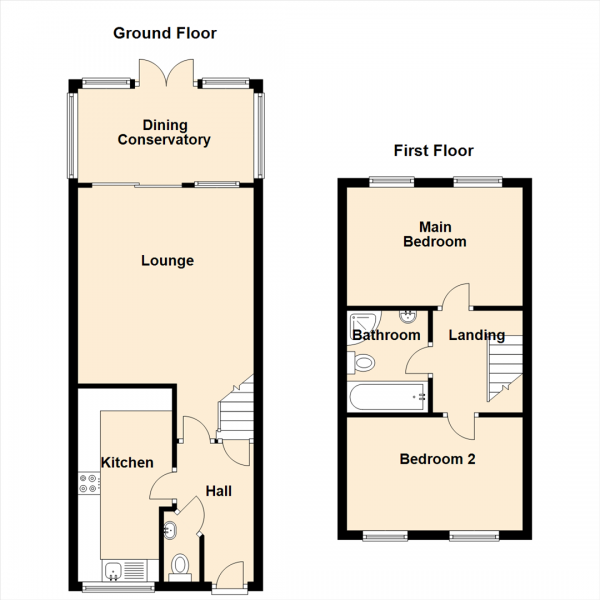 Floor Plan Image for 2 Bedroom Terraced House for Sale in Walton Park, North Shields