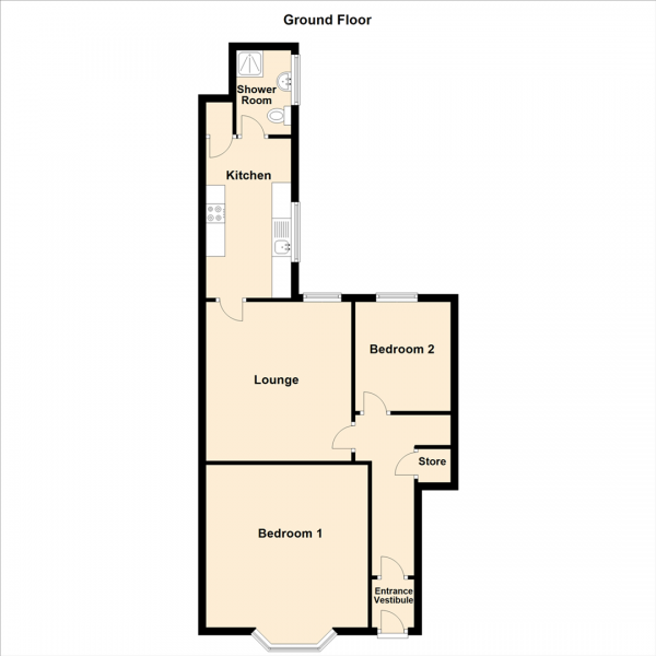 Floor Plan Image for 2 Bedroom Ground Flat to Rent in Trevor Terrace, North Shields