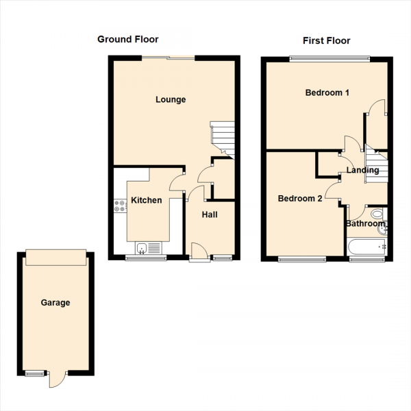 Floor Plan for 2 Bedroom Terraced House for Sale in Hexham Close, North Shields, NE29, 8BJ -  &pound135,000