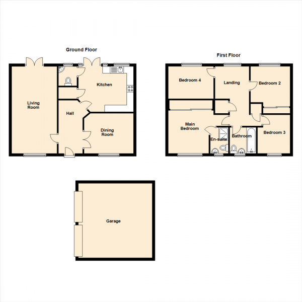 Floor Plan for 4 Bedroom Detached House for Sale in Cloverfield, West Allotment, Newcastle Upon Tyne, NE27, 0BW -  &pound325,000