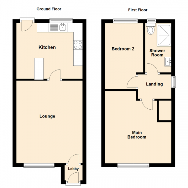 Floor Plan Image for 2 Bedroom Semi-Detached House for Sale in Northumbrian Way, Royal Quays, North Shields