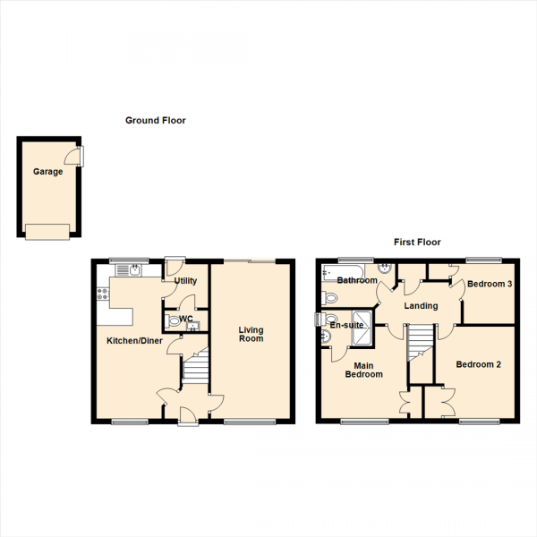 Floor Plan Image for 3 Bedroom Detached House for Sale in Brookfield, West Allotment, Newcastle Upon Tyne