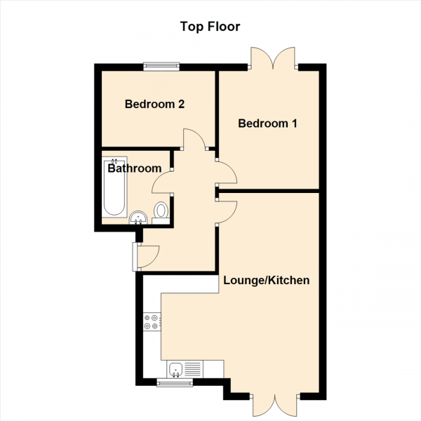 Floor Plan Image for 2 Bedroom Apartment for Sale in Victoria Mews, Whitley Bay