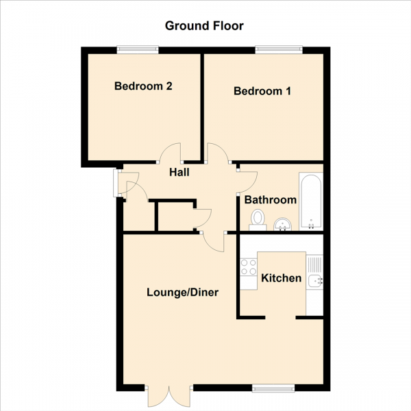 Floor Plan Image for 2 Bedroom Ground Flat to Rent in Hazeldene Court, Tynemouth