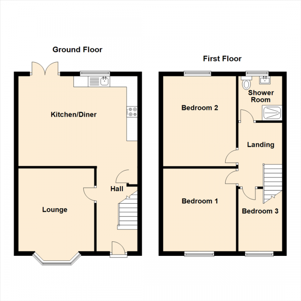 Floor Plan Image for 3 Bedroom Terraced House for Sale in Queen Alexandra Road, North Shields