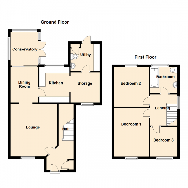 Floor Plan Image for 3 Bedroom Semi-Detached House for Sale in Abbots Way, North Shields