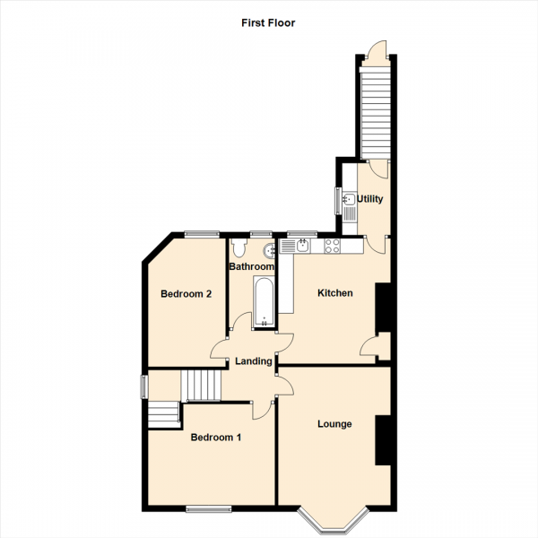 Floor Plan Image for 2 Bedroom Property for Sale in Queen Alexandra Road West, North Shields