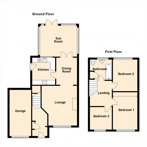 Floor Plan Image for 3 Bedroom Semi-Detached House for Sale in Abbots Way, North Shields