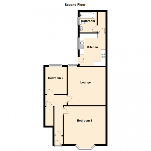 Floor Plan Image for 2 Bedroom Ground Flat to Rent in Queen Alexandra Road, North Shields