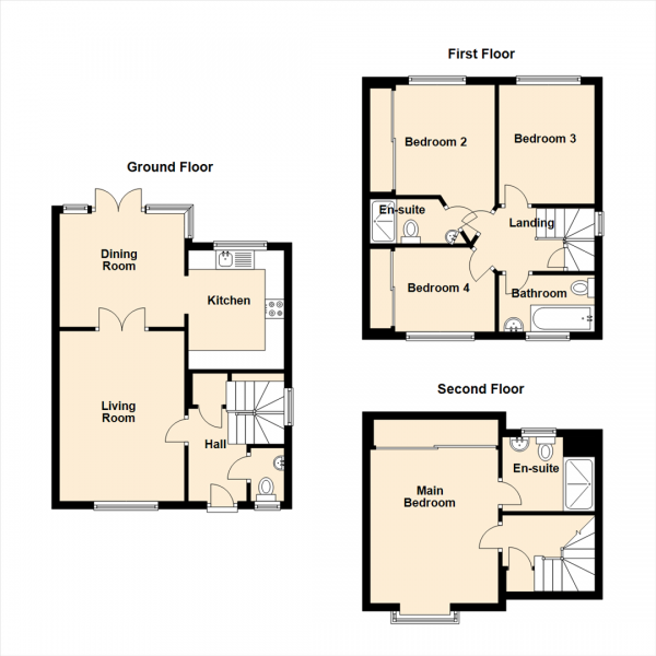 Floor Plan Image for 4 Bedroom Detached House for Sale in Ridley Gardens, Shiremoor, Newcastle Upon Tyne