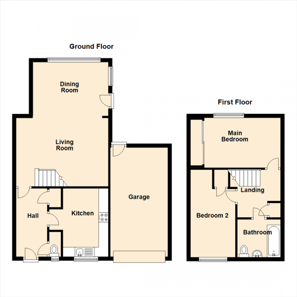 Floor Plan Image for 2 Bedroom Semi-Detached House for Sale in Hackworth Way, Royal Quays, North Shields