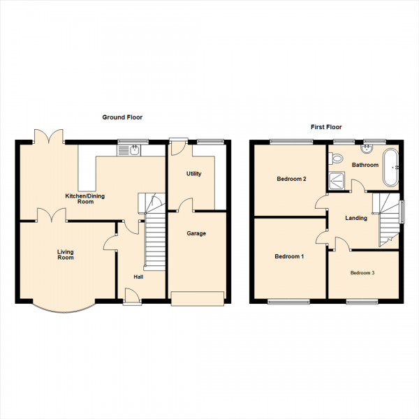 Floor Plan Image for 3 Bedroom Property for Sale in Neasdon Crescent, Tynemouth