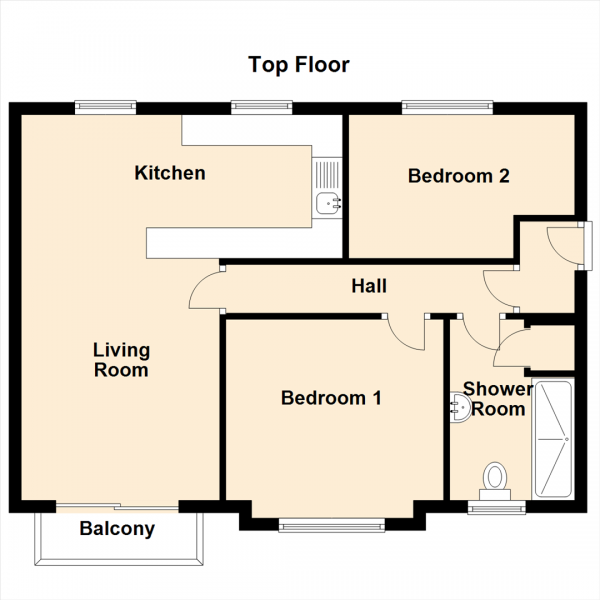 Floor Plan Image for 2 Bedroom Apartment for Sale in Chirton Dene Quays, North Shields