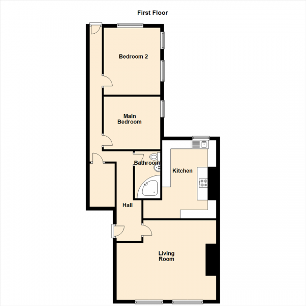 Floor Plan Image for 2 Bedroom Property for Sale in Northumberland Square, North Shields