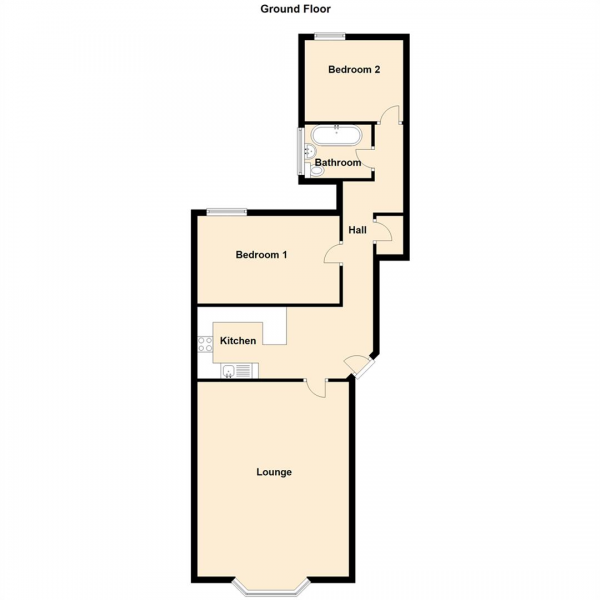 Floor Plan Image for 2 Bedroom Ground Flat for Sale in Cleveland Road, North Shields, Tyne and Wear