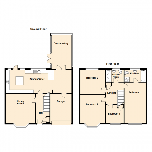 Floor Plan Image for 4 Bedroom Semi-Detached House for Sale in Kennersdene, North Shields