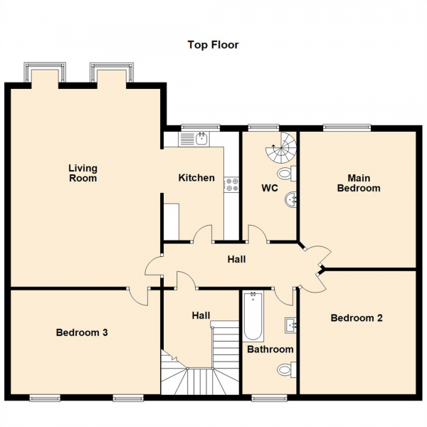 Floor Plan Image for 3 Bedroom Property for Sale in Priors Terrace, Tynemouth, North Shields