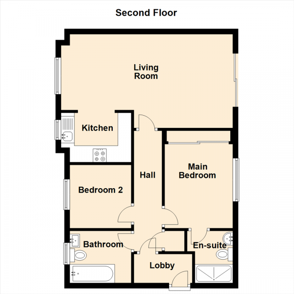 Floor Plan Image for 2 Bedroom Apartment for Sale in Chirton Dene Quays, North Shields