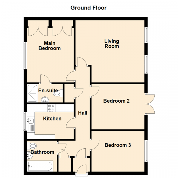 Floor Plan Image for 3 Bedroom Ground Flat for Sale in Bishopbourne Court, North Shields