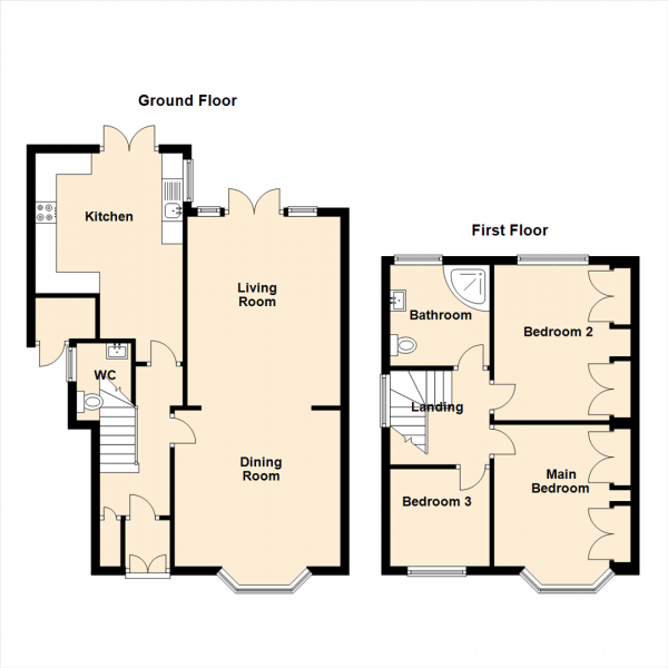 Floor Plan Image for 3 Bedroom Semi-Detached House for Sale in Huntingdon Place, Tynemouth