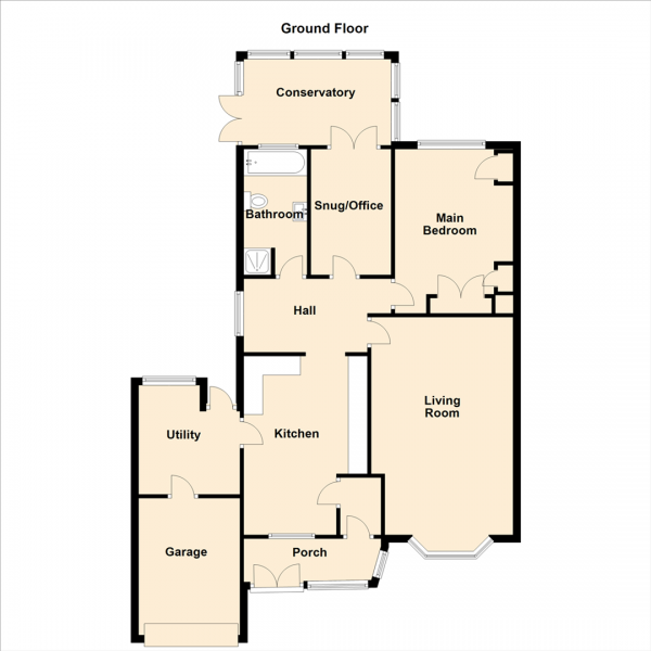 Floor Plan Image for 1 Bedroom Detached Bungalow for Sale in Kimberley Avenue, North Shields