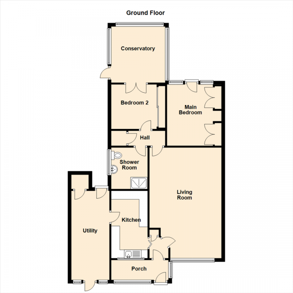 Floor Plan Image for 2 Bedroom Semi-Detached Bungalow for Sale in Coniston Road, North Shields