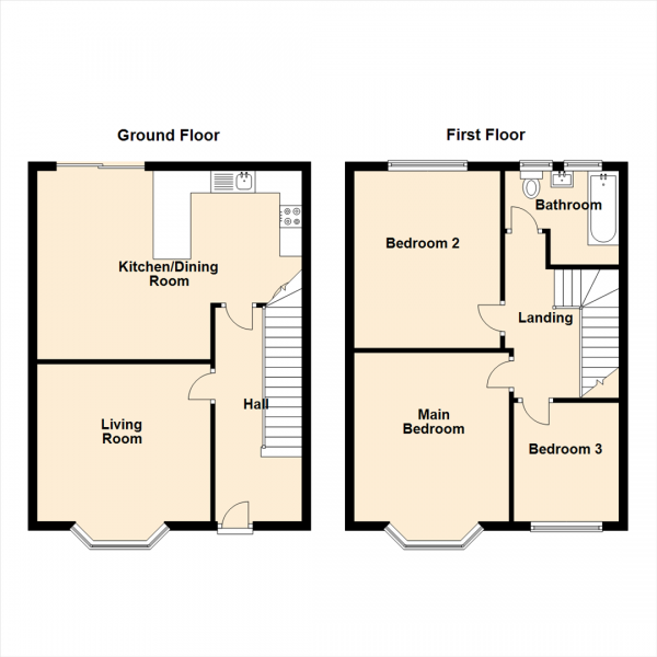 Floor Plan Image for 3 Bedroom Terraced House for Sale in Canberra Ave, Whitley Bay