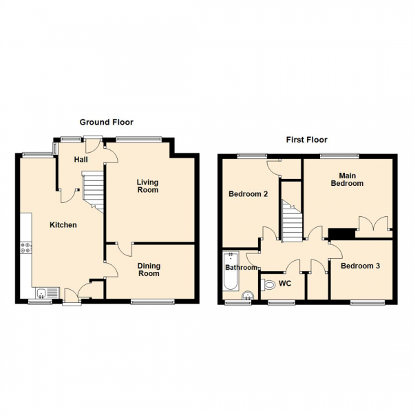 Floor Plan Image for 3 Bedroom Semi-Detached House to Rent in Bolam Avenue, North Shields