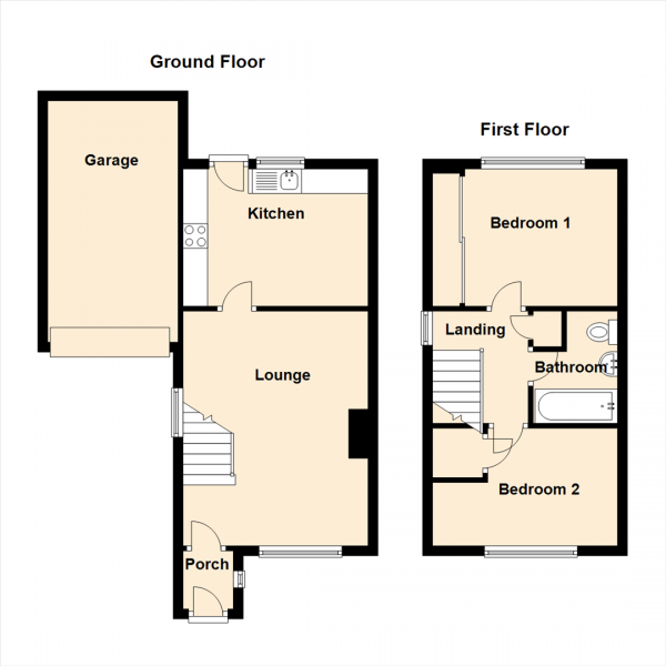 Floor Plan Image for 2 Bedroom Semi-Detached House for Sale in Monks Wood, North Shields, Tyne & Wear