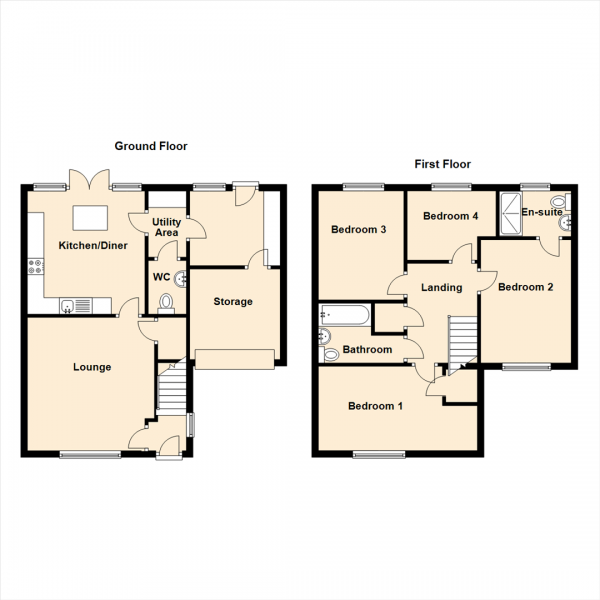 Floor Plan Image for 4 Bedroom Detached House for Sale in Hastings Drive, Shiremoor, Newcastle Upon Tyne