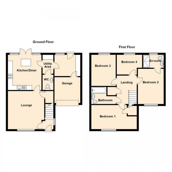 Floor Plan Image for 4 Bedroom Detached House for Sale in Hastings Drive, Shiremoor, Newcastle Upon Tyne