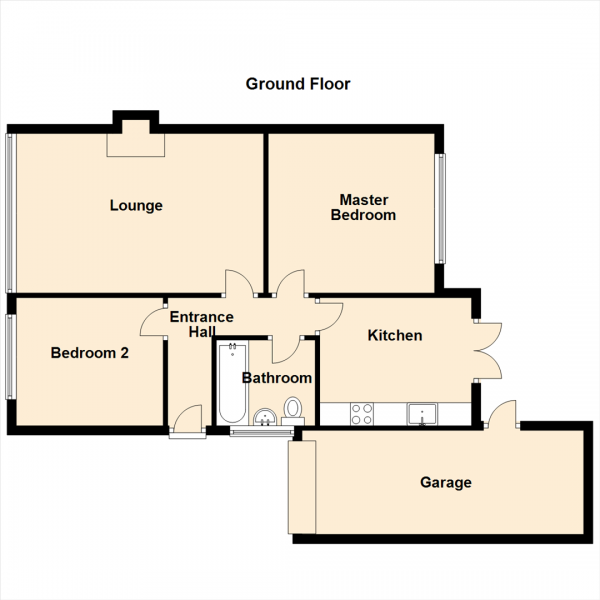 Floor Plan for 2 Bedroom Semi-Detached Bungalow for Sale in Hunstanton Court, Low Fell, Gateshead, NE9, 6LA -  &pound159,950