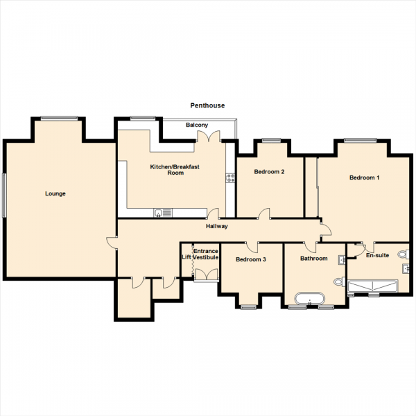 Floor Plan Image for 3 Bedroom Apartment for Sale in Whitburn Terrace, East Boldon