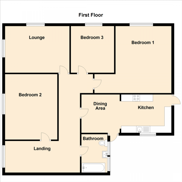 Floor Plan Image for 3 Bedroom Property to Rent in Durham Road, Low Fell, Gateshead