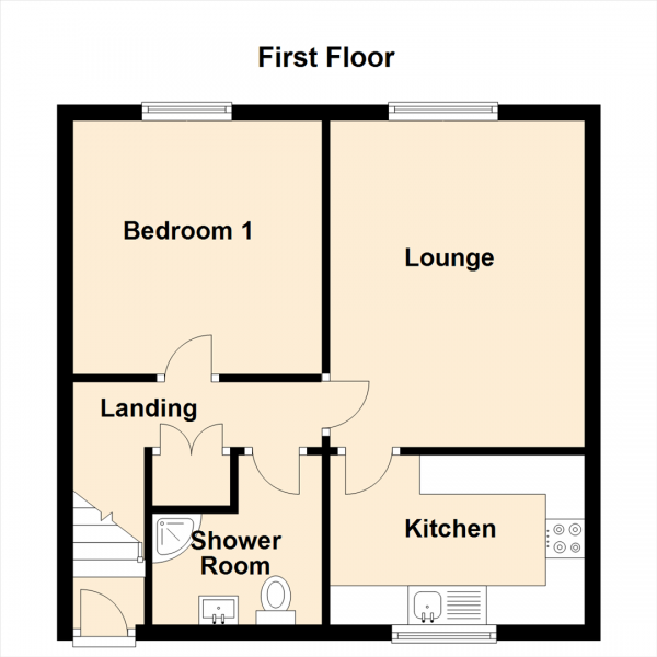 Floor Plan Image for 1 Bedroom Property for Sale in Broadoak, Gateshead