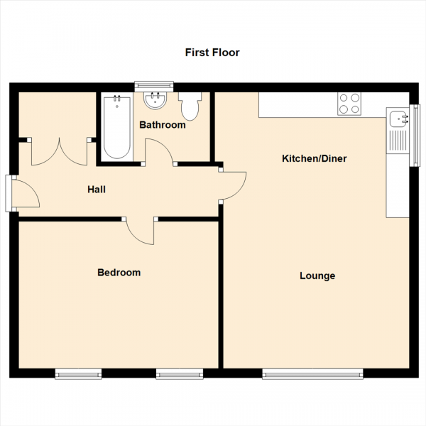 Floor Plan Image for 1 Bedroom Apartment for Sale in North Side, Gateshead