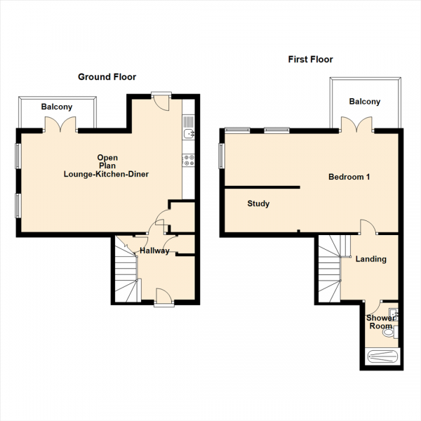 Floor Plan Image for 1 Bedroom Apartment for Sale in Worsdell Drive, Gateshead