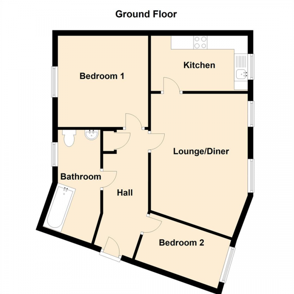 Floor Plan Image for 2 Bedroom Apartment for Sale in Redgrave Close, Gateshead