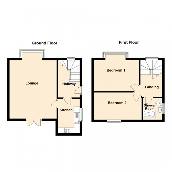 Floor Plan Image for 2 Bedroom Semi-Detached House to Rent in Loweswater Road, Low Fell, Gateshead